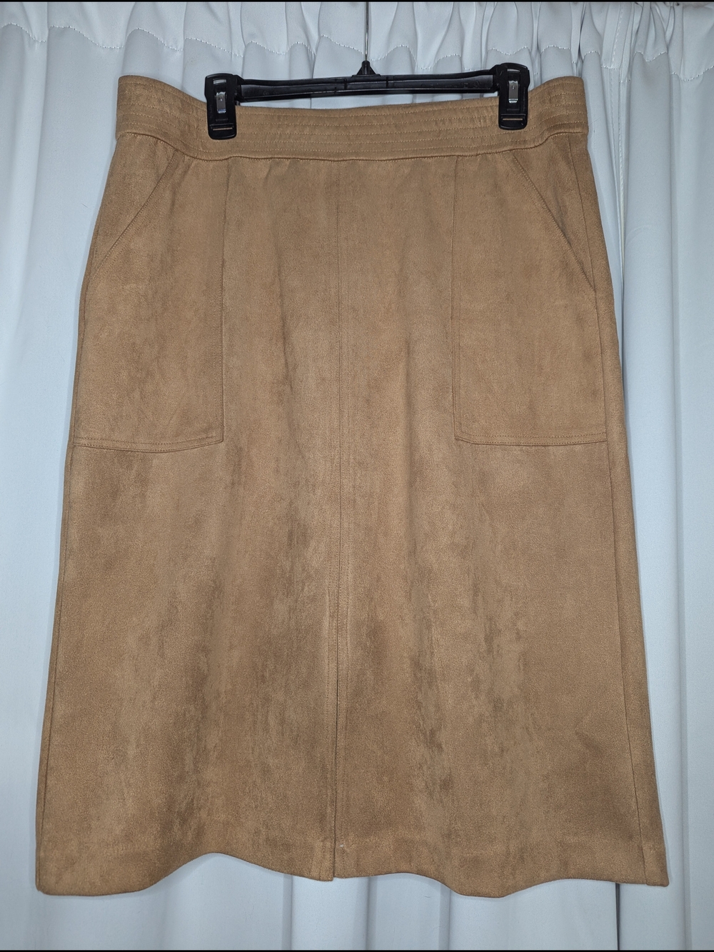 Women's Tan Faux Suede A-Line Skirt